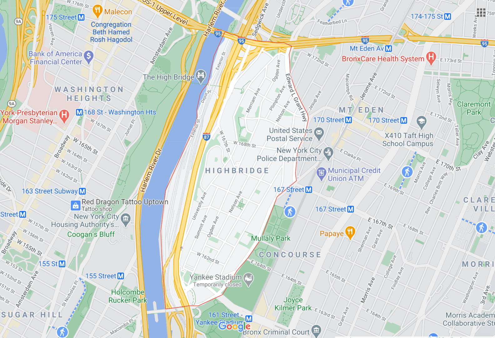 High_Bridge_The_Bronx_NY_Map