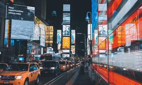 Traffic Jam in New York City at Night
